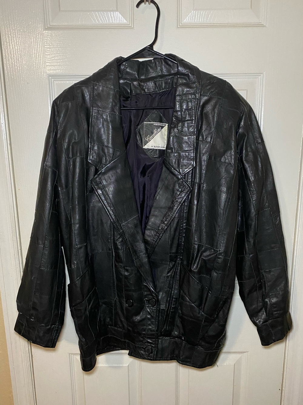 Vintage Black Patchwork Leather Blazer